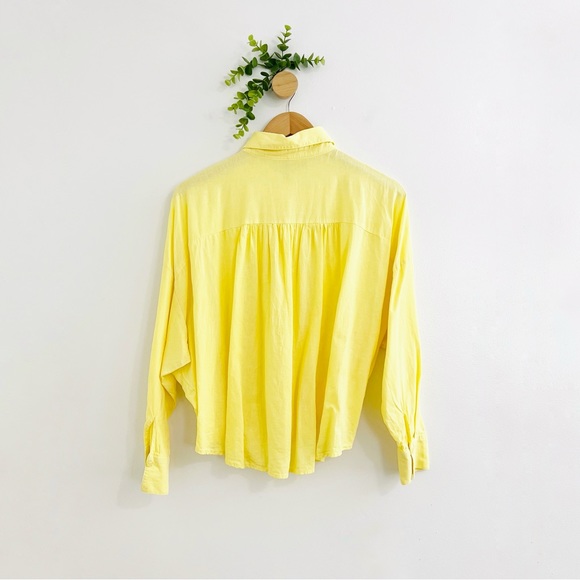 Young Fabulous & Broke Linen Blend Yellow Twist Front Shirt - Picture 6 of 7